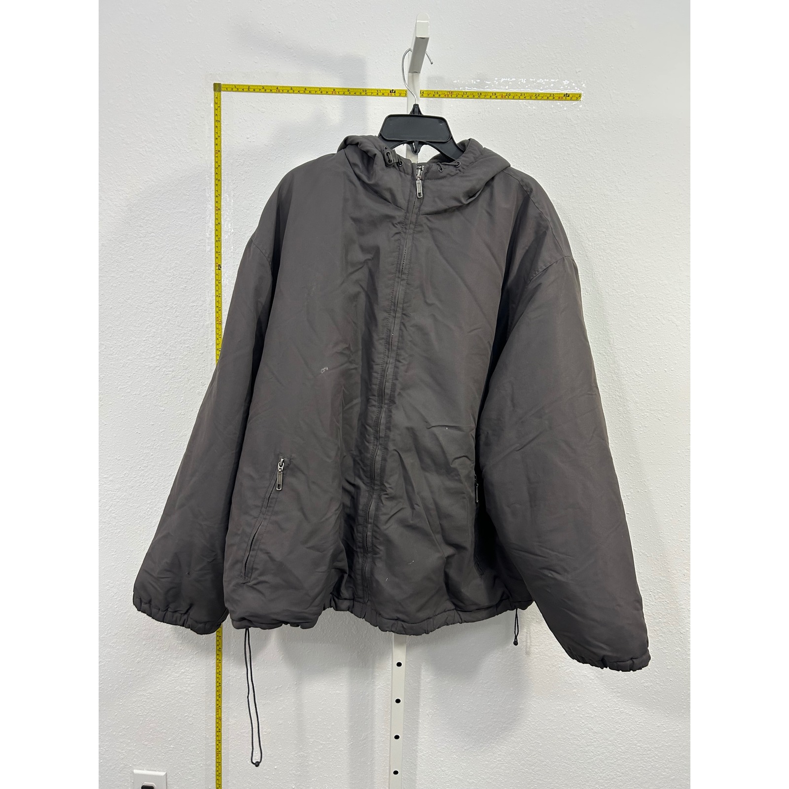Athletic Works Mens 2xl Charcoal Gray Hooded Fleece Lined Pufferjacket Aw3704008